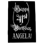 41e verjaardag: Fancy, elegant script + aangepaste Medium Cadeauzakje (Voorkant)