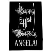 41e verjaardag: Fancy, elegant script + aangepaste Medium Cadeauzakje (Achterkant)