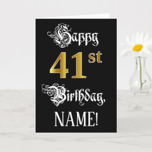 41e verjaardag — Fancy script; Faux Gold Kijk; naa Kaart