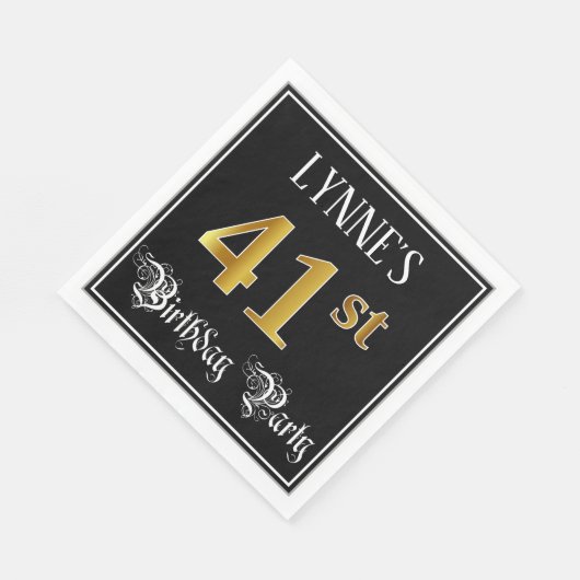 41e verjaardag — Fancy script, Faux Gold look Servet (Hoek)