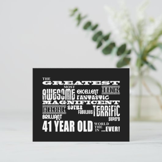 41e verjaardag feest grootste eenenveertig jaar ou uitnodiging briefkaart (Staand voorkant)