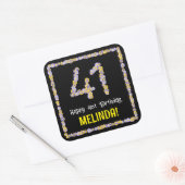41e verjaardag: Floral Flowers Number, Custom Name Vierkante Sticker (Envelop)