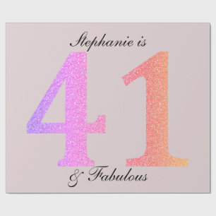41e verjaardag Forty One Fabulous Blush Pink Custo Cadeaupapier