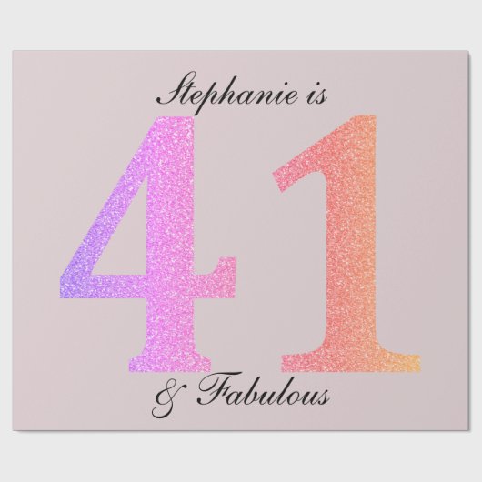 41e verjaardag Forty One Fabulous Blush Pink Custo Cadeaupapier (Vlak)
