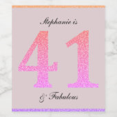 41e verjaardag Forty One Fabulous Blush Pink Custo Wijn Etiket (Enkel label)