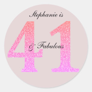 41e verjaardag Forty One Fabulous Custom Blush Roz Ronde Sticker