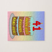 41e verjaardag: Fun Cake and Candles + Custom Name Legpuzzel (Horizontaal)