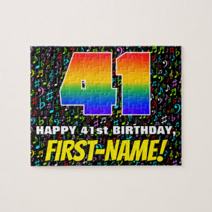 41e verjaardag — Fun, Colorful Music Symbols & "41 Legpuzzel