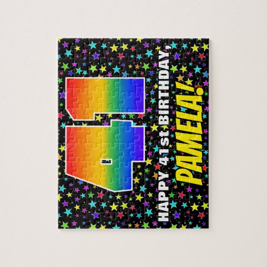 41e verjaardag — Fun, kleurrijk Star Field Pattern Legpuzzel (Verticaal)