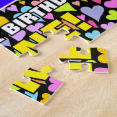 41e verjaardag — Fun, liefhebbende hartvormen + "4 Legpuzzel (Zijkant)