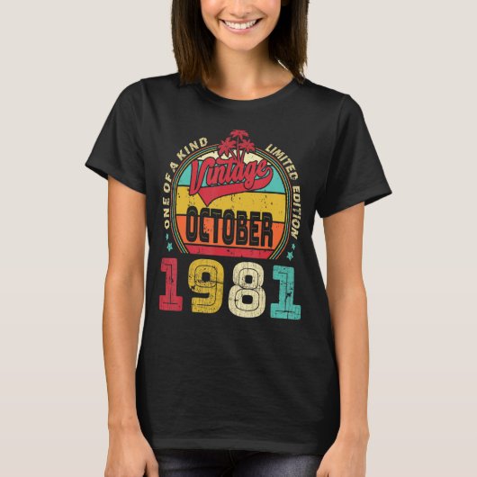 41e verjaardag Geweldige sinds oktober 1981 T-shirt (Voorkant)