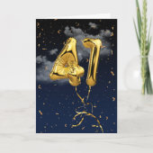 41e verjaardag Gold Mylar ballon en Confetti-kaart Kaart (Voorkant)