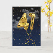 41e verjaardag Gold Mylar ballon en Confetti-kaart Kaart (Gele Bloem)