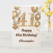41e verjaardag goudballonnen en Confetti verjaarda Kaart (Gele Bloem)