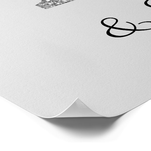 41e Verjaardag Grijs Zilver Glitter Sparkle Elegan Poster (Hoek)