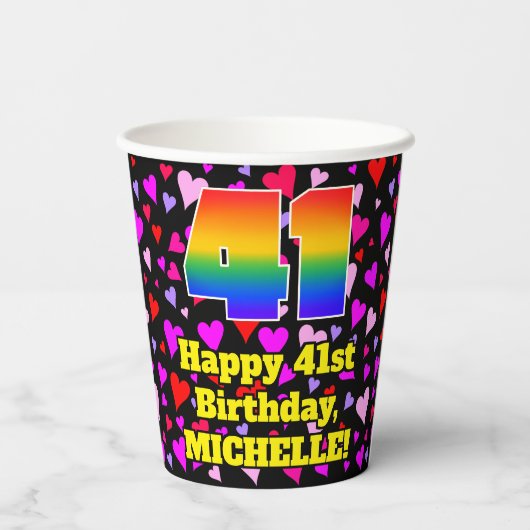 41e verjaardag: Het liefhebbende Kunstpatroon, Reg Papieren Bekers (Achterkant)