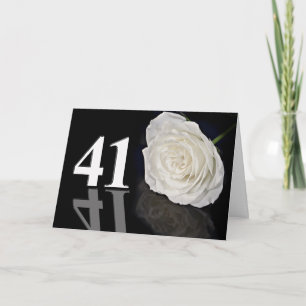 41e verjaardag Kaart met een witte roos