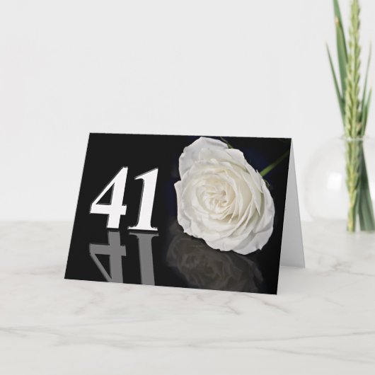 41e verjaardag Kaart met een witte roos (Voorkant)