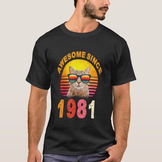 41e verjaardag kat Geweldige sinds 1981 T-shirt (Voorkant)