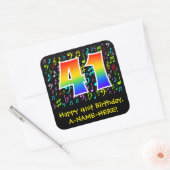 41e verjaardag: Kleurrijke muzieksymbolen, Rainbow Vierkante Sticker (Envelop)