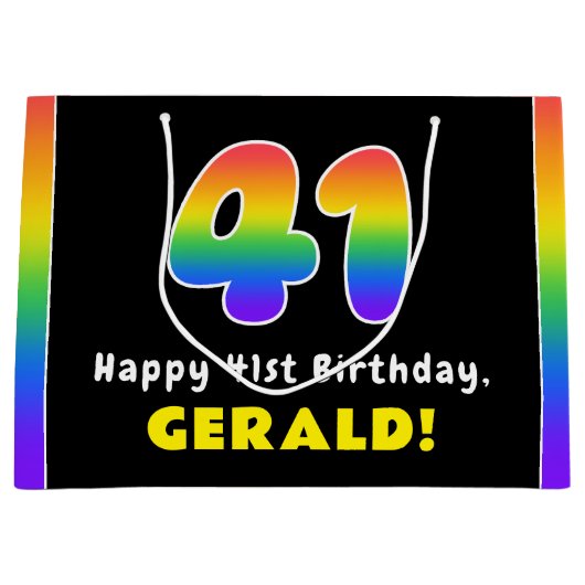 41e verjaardag: kleurrijke regenboog # 41, Naam va Groot Cadeauzakje (Voorkant)