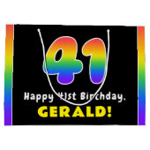 41e verjaardag: kleurrijke regenboog # 41, Naam va Groot Cadeauzakje (Achterkant)