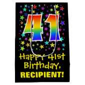 41e verjaardag: Kleurrijke Sterren Patroon & Regen Medium Cadeauzakje (Achterkant)