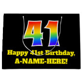 41e verjaardag ~ Leuk, Kleurrijk, Levendig, Regenb Groot Cadeauzakje (Voorkant)