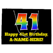 41e verjaardag ~ Leuk, Kleurrijk, Levendig, Regenb Groot Cadeauzakje (Achterkant)