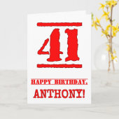 41e verjaardag: Leuk, rood rubberen stempel geïnsp Kaart (Gele Bloem)