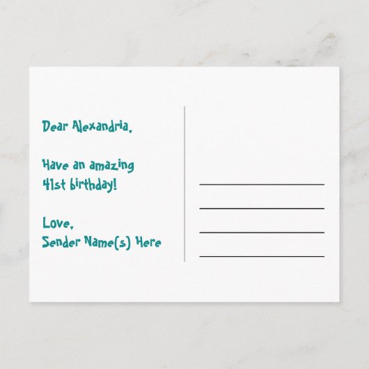 41e verjaardag: leuk sterrenpatroon, regenboog 41, briefkaart (Achterkant)