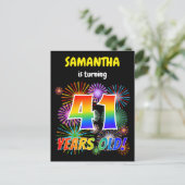 41e verjaardag - Leuk vuurwerk, Rainbow Look "41" Briefkaart (Staand voorkant)