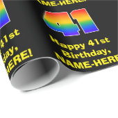 41e verjaardag: Leuke, kleurrijke regenboog geïnsp Cadeaupapier (Rol Hoek)