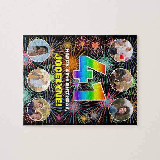 41e verjaardag: Leuke regenboog #, aangepaste naam Legpuzzel (Horizontaal)