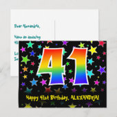 41e Verjaardag: Leuke sterrenpatroon, Regenboog 41 Briefkaart (Voorkant / Achterkant)