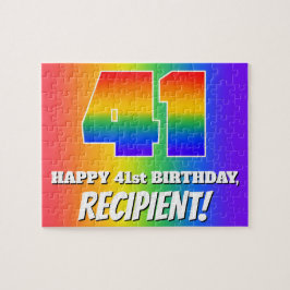 41e verjaardag — Meerkleurig regenboogpatroon "41" Legpuzzel