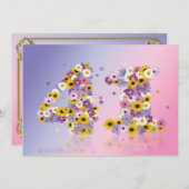 41e verjaardag, met bloembollen letters kaart (Voorkant / Achterkant)