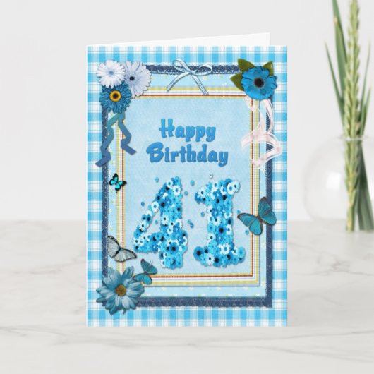41e verjaardag met een scrapbook-effect kaart (Voorkant)
