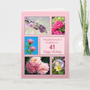 41e verjaardag, mooie bloemen kaart