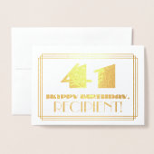 41e verjaardag; naam + Art Deco geïnspireerd look  Folie Kaarten (Voorkant met envelop)