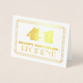 41e verjaardag; naam + Art Deco geïnspireerd look  Folie Kaarten (Voorkant)