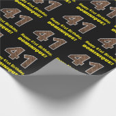 41e verjaardag: Naam & Faux Wood Grain Patroon "41 Cadeaupapier (Hoek)