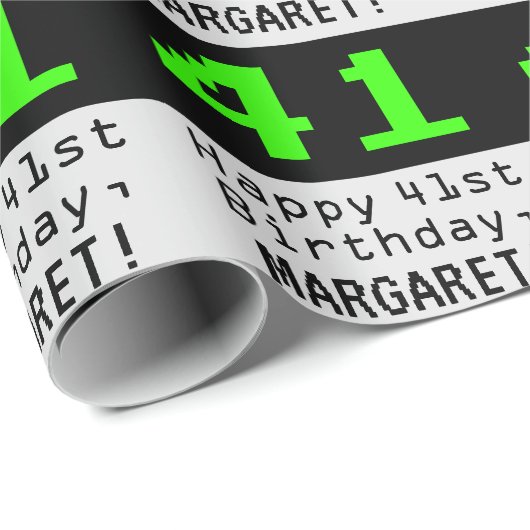 41e verjaardag - Nerdy / Geeky stijl "41" en naam Cadeaupapier (Rol Hoek)