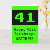 41e verjaardag: Nerdy / Geeky stijl "41" en naam Kaart (Gele Bloem)