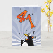 41e verjaardag - Penguin Surprise Kaart (Gele Bloem)