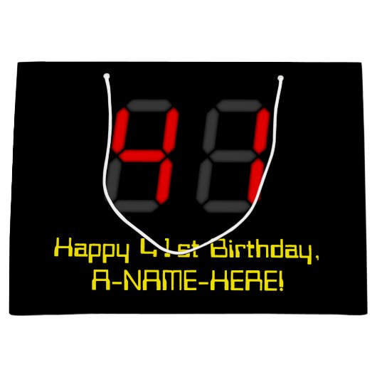 41e verjaardag: Red Digital Clock Style "41" + naa Groot Cadeauzakje (Voorkant)