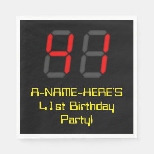 41e verjaardag: Red Digital Clock Style "41" + naa Servet