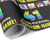 41e verjaardag: Regenboog "41"; Aangepaste foto's  Cadeaupapier (Rol Hoek)
