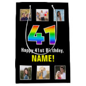 41e verjaardag: Regenboog "41", aangepaste foto's Medium Cadeauzakje (Voorkant)