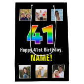 41e verjaardag: Regenboog "41", aangepaste foto's Medium Cadeauzakje (Achterkant)